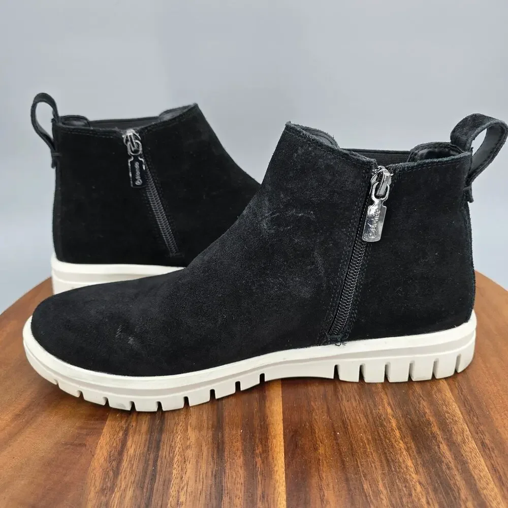 Blondo Boots Womens 8 M Black Suede Leather Chelsea Side Zip Waterproof Booties